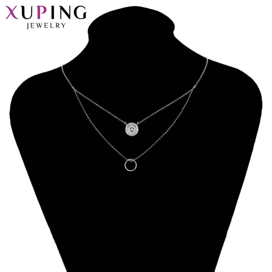 Xuping Элегантное ожерелье уникальный двойной кулон дизайн ювелирные изделия для