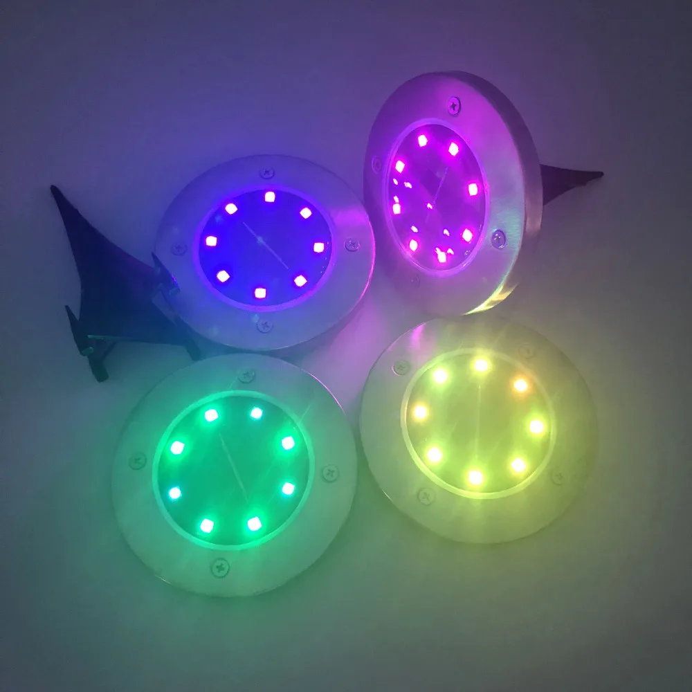 Солнечная приведенная в действие светодиодный подземный светильник RGB 8 s