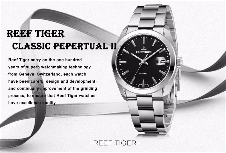 Reef Tiger Classic Serier RGA835 мужские деловые автоматические механические наручные часы