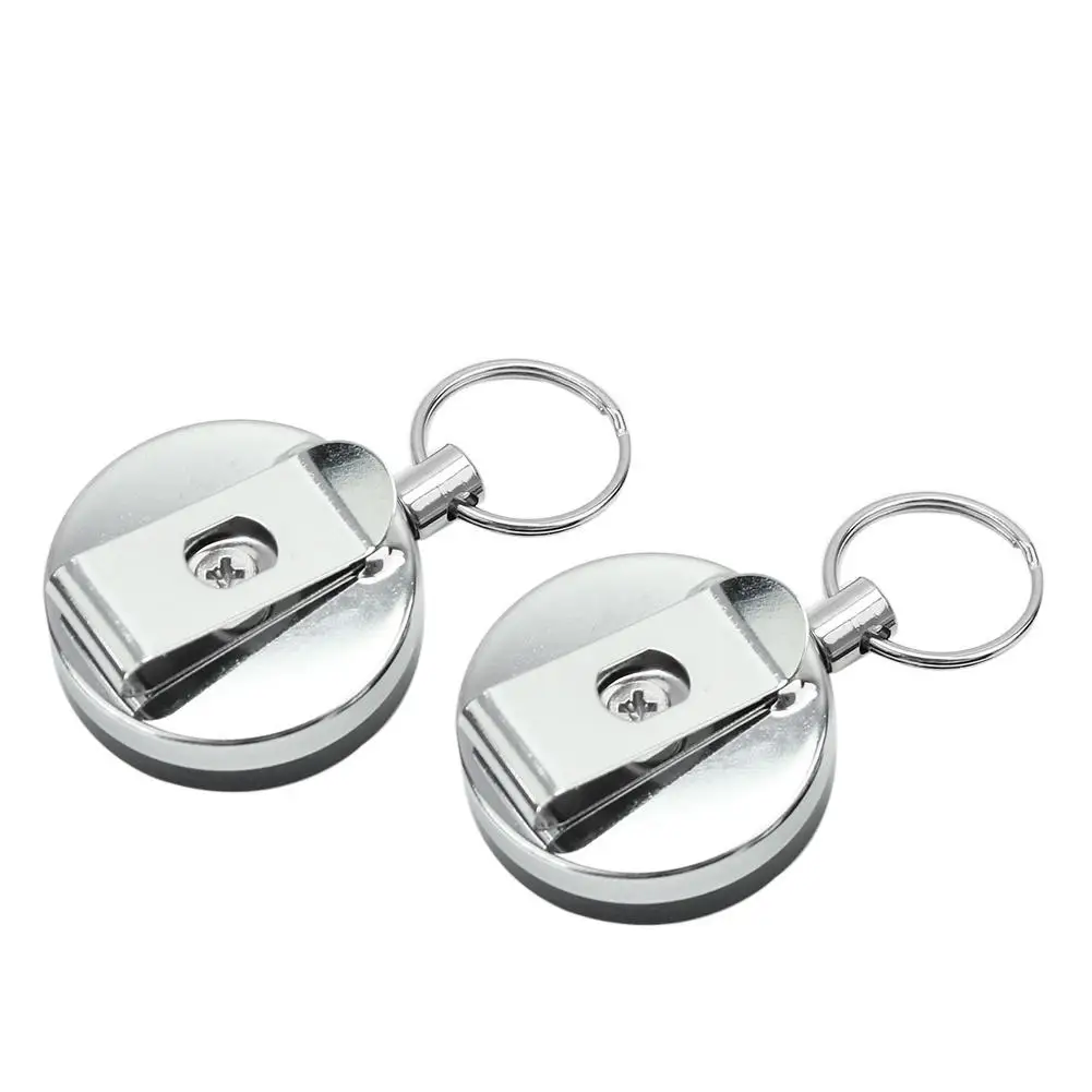 2шт катушка с обратным ходом удлиняющее выдвижное брелочное кольцо Pull Chain Зажим для ремня держатель для карт
