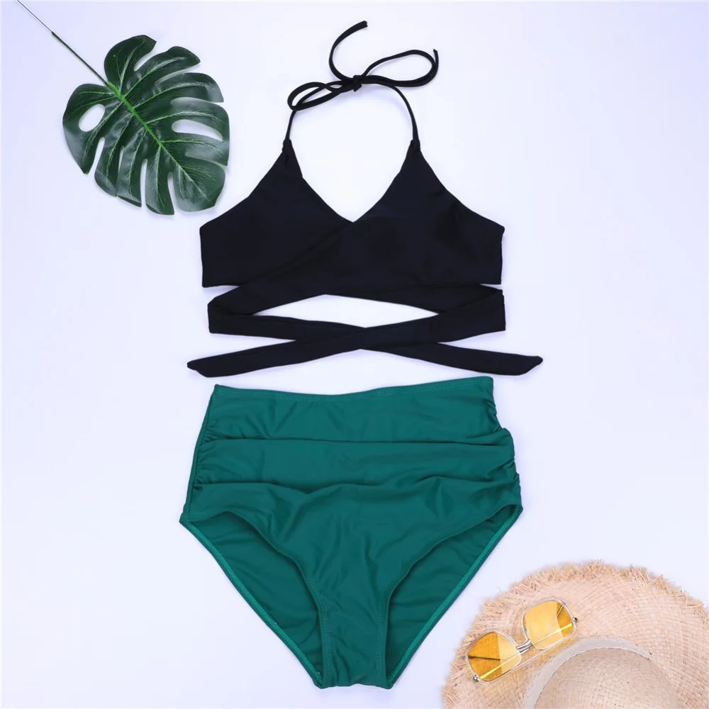 2018 г. пикантные для женщин Высокая талия Купальник короткий топ пляжные трусики