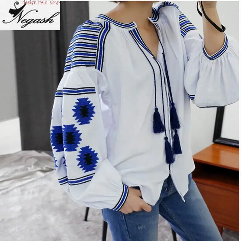 Женские блузки размера плюс Женская Осенняя Свободная рубашка с рукавами