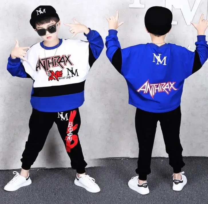 

New Autumn Cotton Streetwear Suits Kid Clothes Hip Hop Sweatshirts + Pants Boy Set Tracksuit Boys Clothes Children Clothing Sets