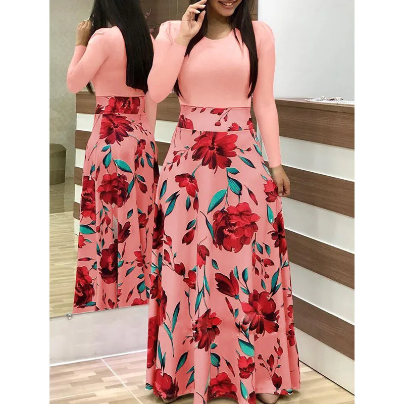 Style Nine Модное Повседневное платье макси размера плюс с богемным принтом vestidos mujer платье Boho осеннее женское платье элегантные длинные платья Vestido 5XL - Цвет: Style Nine