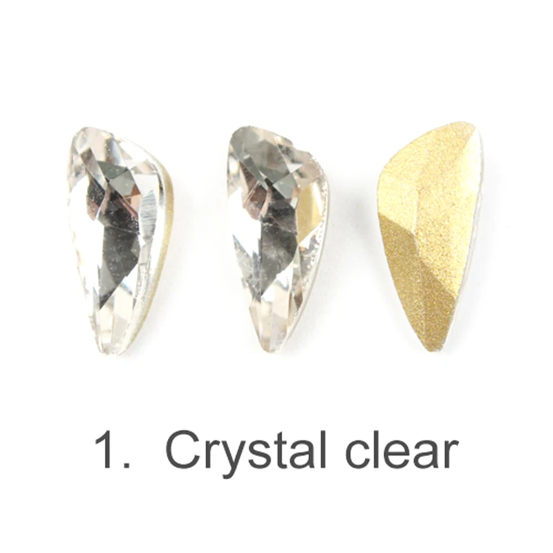 Crystal Clear 30/100 шт Красочный с фигурными крыльями Блестящие Стразы для ногтей Стекло с плоской задней частью 3D со стразами, 5X11 мм нейл-арта украшения - Цвет: Crystal Clear