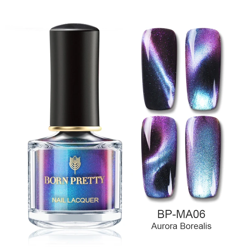 BPMA06 BORN PRETTY кошачий глаз ногтей голографический лак Хамелеон Блестящий Блестки Маникюр Декоративный Лак для ногтей черная основа требуется магический лак - Цвет: BPMA06