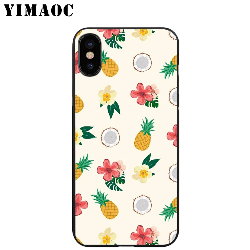 YIMAOC плод кокос пляж Мягкий ТПУ Черный силиконовый чехол для iPhone X или 10 8 7 6 6S Plus 5 5S