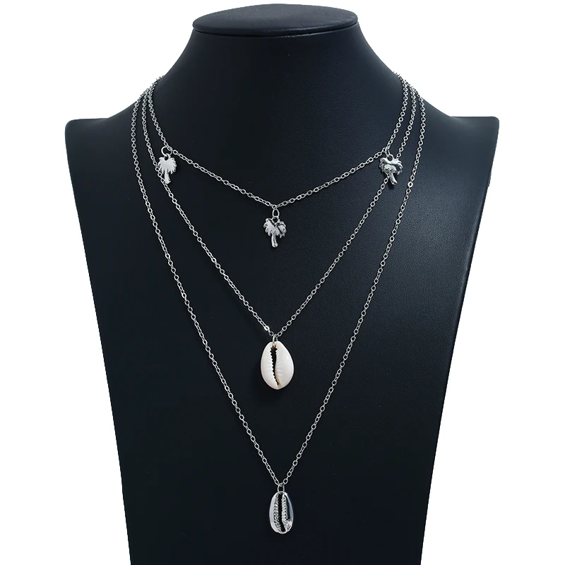 Новый модный дизайн морская раковина женское серебряное золотое ожерелье с