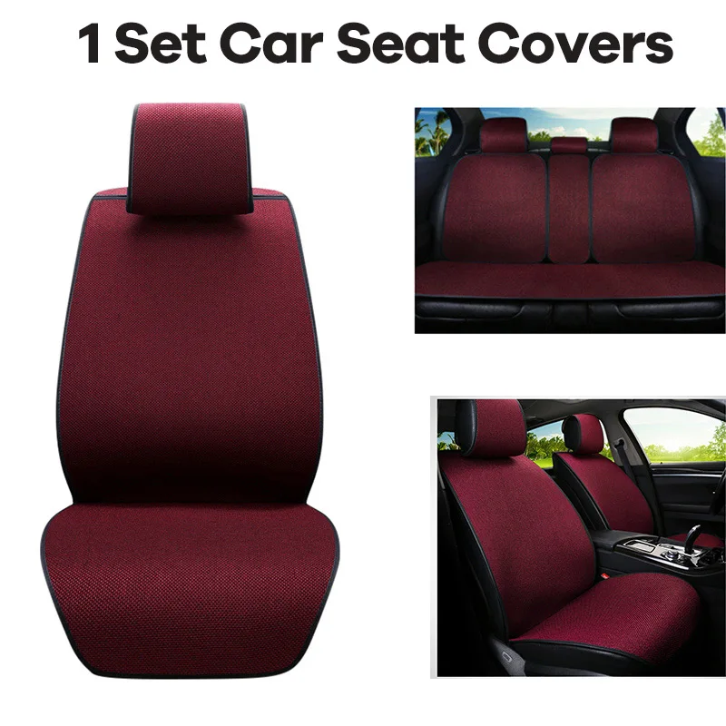 1 Set Red Cushion Partol дышащий Лен сиденья Pad Универсальный автомобильных чехлов авто подушки сиденья протектора автомобиля аксессуары для интерьера - Название цвета: 1 Set Red Cushion