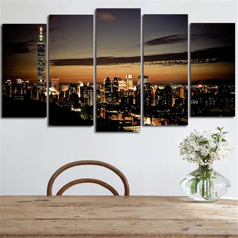 

5 Planes Large Size Wall Painting Canvas Art Picture Morden City Oversize Home Decoration Poster Print For Living Room