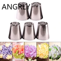 angrly 7 styles russian tulip stainless steel icing piping nozzles pastry decorating tips cake cupcake decorator silicone mold