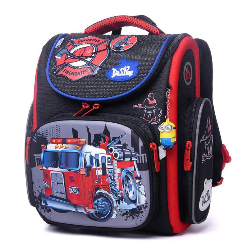 Delune Brand Grade 1-3 Kids 3D cars print boys' School bag Children Orthopedic Ergonomic Design Backpack Mochila Escolar | Багаж и
