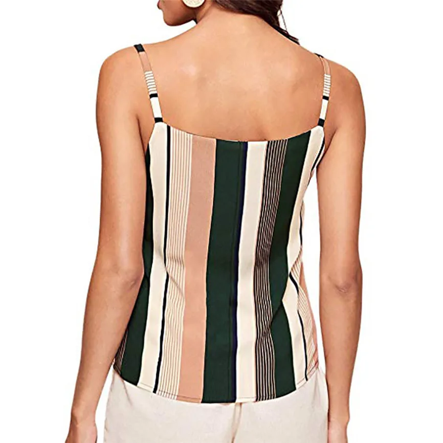 Женская майка с v образным вырезом полосатая футболка без рукавов повседневные