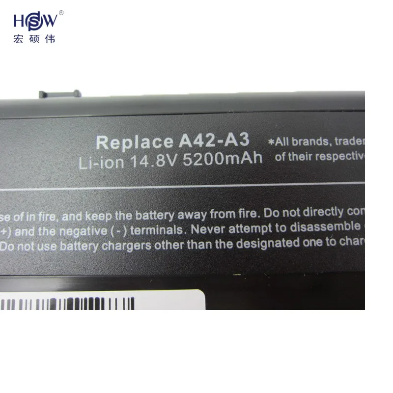 Аккумулятор HSW 5200 мАч для Asus A3 A3E A3G A3H A3N A6 A6E A6F A6G A6J A7 A3000 A6000 G1S Z91 Z92 Z9100 A42 bateria akku|battery