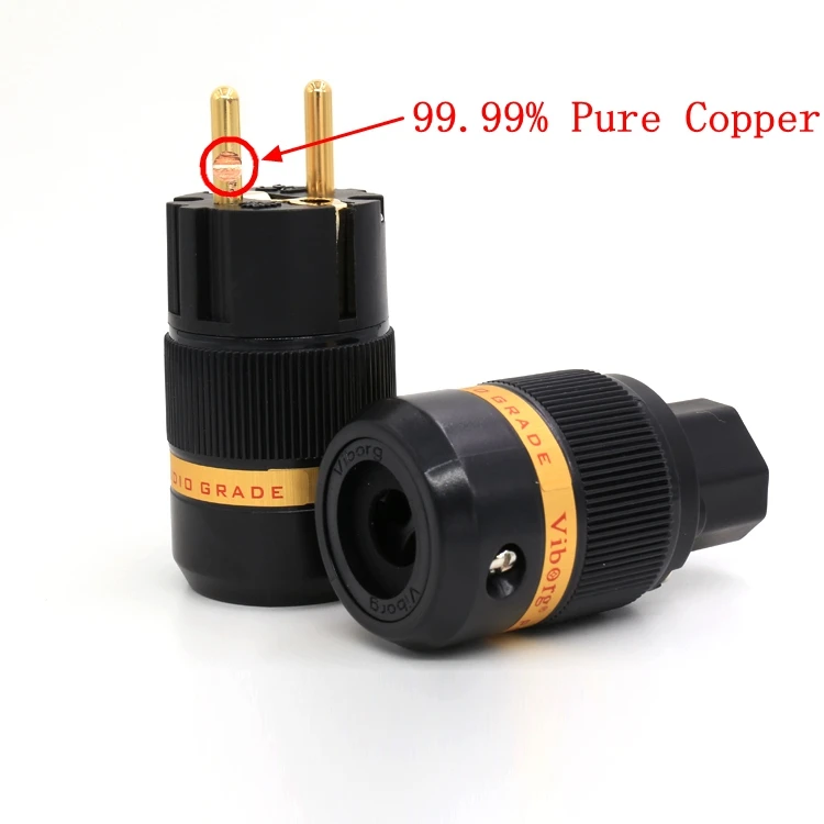ViborgX1 пара VE501G + VF501G Чистая медь 24K позолоченный разъем питания EU Schuko для Hifi audio