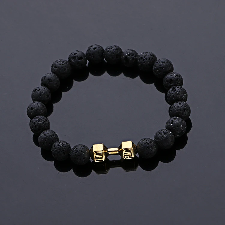 2016 унисекс браслет с натуральными камнями Live Lift гантелей Lava beads фитнес