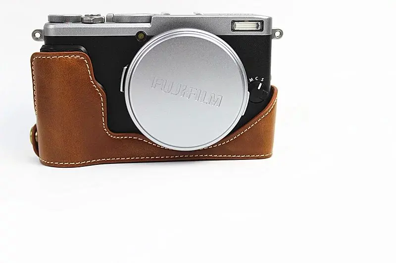 Чехол для камеры из натуральной кожи, чехол для FujiFilm Fuji X70 X-70, профессиональная Нижняя крышка - Цвет: Brown