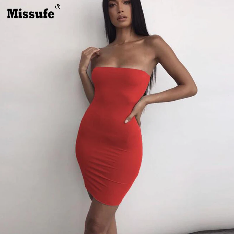Missufe летнее женское платье с открытыми плечами без бретелек из искусственной