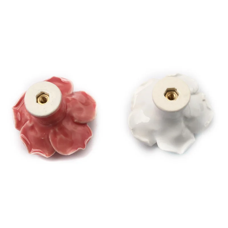 Розовые белые розы Керамические ручки для домашнего оборудования шкаф круглые