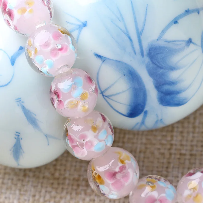 

20pcs/lot 14mm Handmade Loose Glass Lampwork Beads For Bracelets Diy Flower Charms Necklace Beads Jewelry Making Accessories