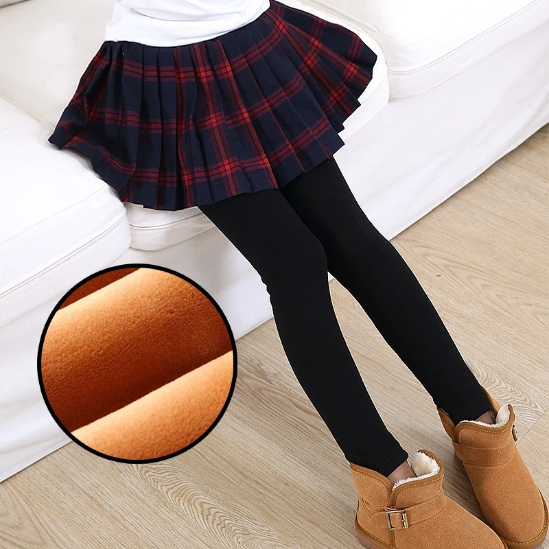 Бесплатная доставка зимние клетчатые леггинсы для девочек юбка штаны теплые