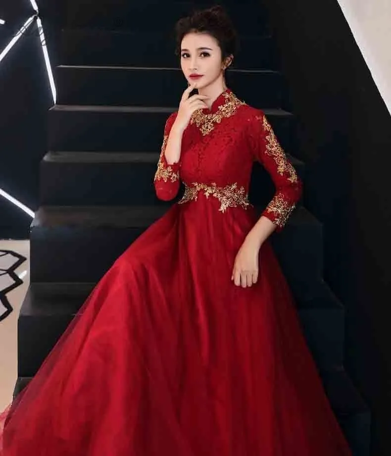 Для беременных женщин Cheongsam невесты Qipao корейский красный длинный живот вечернее платье восточные стильные свадебные платья традиционное платье