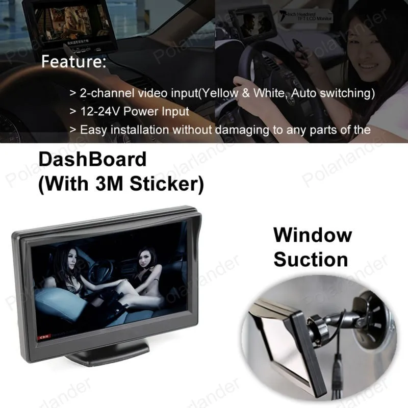 TFT LCD беспроводной 5-дюймовый монитор для камеры заднего вида парковочный