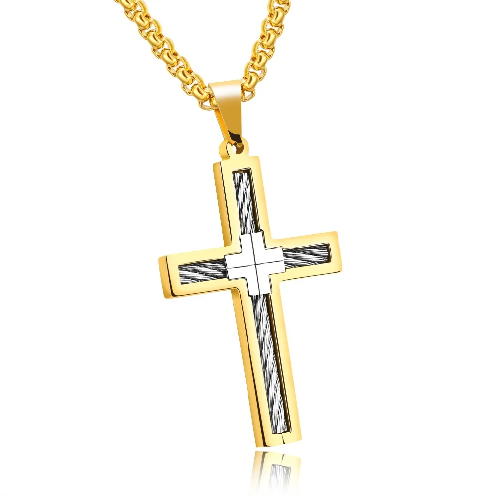 Высокое качество проволока крест кулон ожерелье высокое мужские спортивные