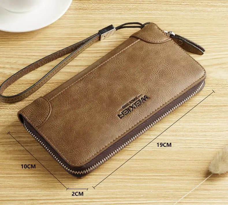 2019 высокий кожаный мужской длинный кошелек Винтажный Мужской клатч бумажники