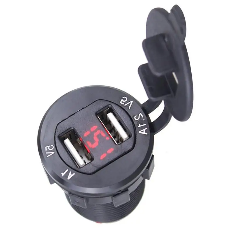 Black 12 V/24 V двойной Порты и разъёмы в машину с USB, туманный распылитель, Зарядное устройство Мощность выход Алюминий автомобиль лодка мобильных телефонов для мобильных телефонов Напряжение метр для автомобиля мотоцикла - Название цвета: Black