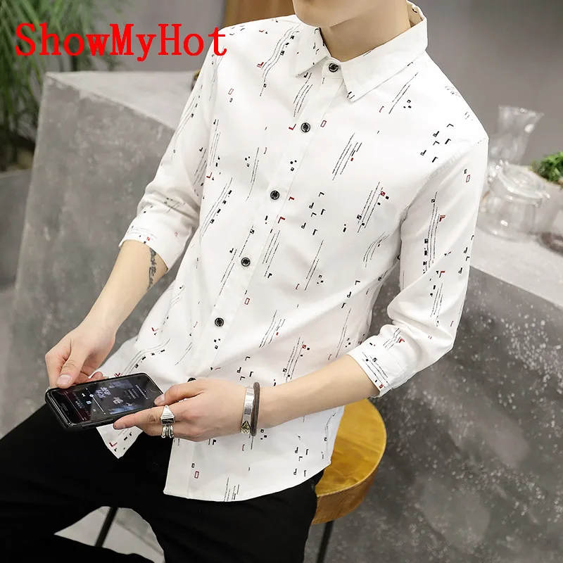 Showmyhot Новые Летние Короткие рукава тонкий печатных Camisa хлопок Рубашки для