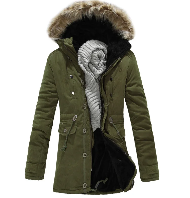 Мужские пальто Зимняя Мода 2017 новая мужская теплая куртка с меховым капюшоном
