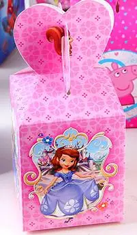 Candy box X6 Тематика-София мультфильм бумажная посуда тарелка чашка баннер салфетки пригласительные скатерть Топпер воздушный шар сумка подарок на день рождения - Цвет: Candy box X6