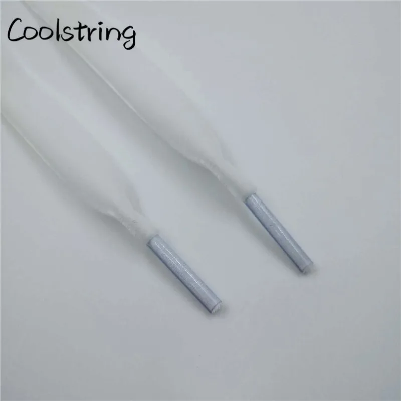 Coolstring 1,27 см(1/2 дюйма) пластиковые наконечники плоские односторонние сверхпрочные вельветовые шнурки для спортивной обуви одна пара Прямая поставка - Цвет: 1611-1	Milk White