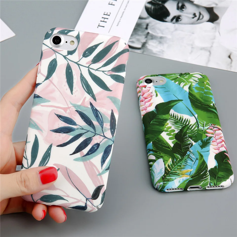 Lovebay чехол для телефона для iPhone 6, 6s, 7, 8 Plus, X, XR, XS, Max, 5, 5S, SE, мультяшный красивый цветок, тропический лист, Жесткий Чехол для iPhone X