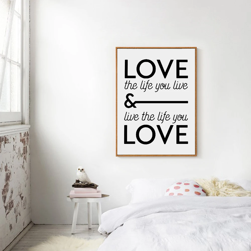 Постер для печати Love the life you live парусиновые рисунки детской комнаты Декор