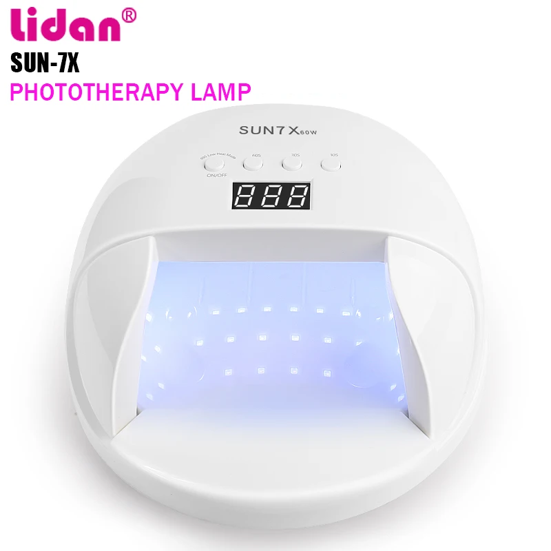 LIDAN SUN 7X 60W High Power Nail Dryer 30 Beads Lampara UV LED Dual Light Source Timer Switch Followers +3% discount | Красота и