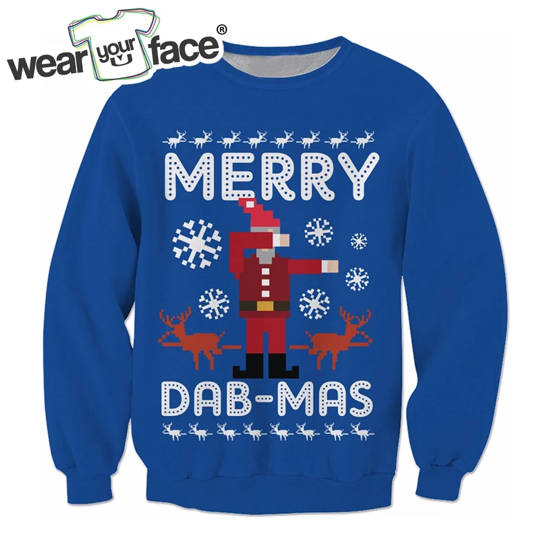 Пуловер с 3D принтом Merry Dab mas круглым вырезом свитшоты хипстерская уличная одежда