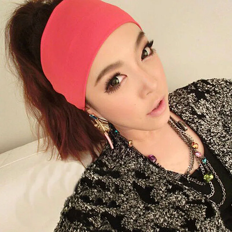 Yoga Bandanas Girls Headwear Variety of Wear Method Cotton Sports Bandeau Elastic Hair Turban Wide Headbands 9 Colors | Спорт и