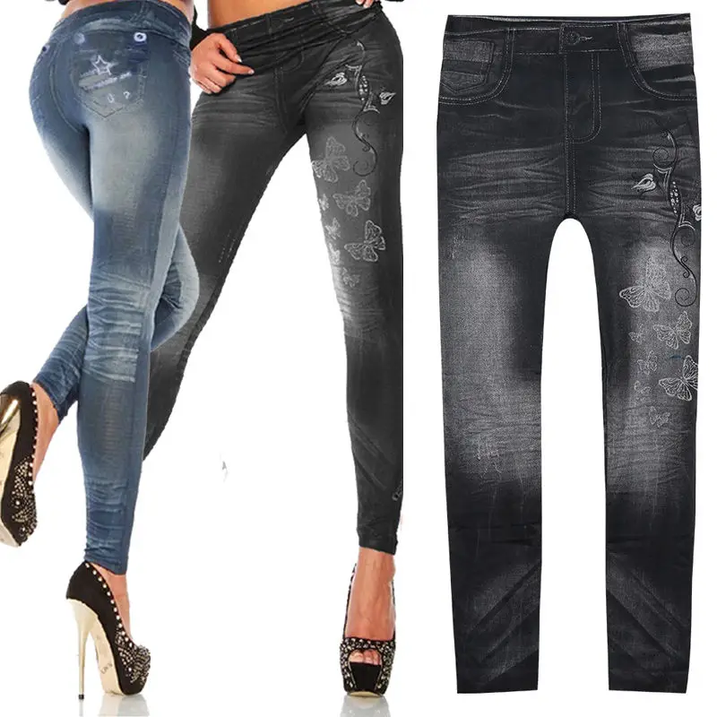 

New 2019 Women Denim High Waist Slim Fit Skinny Leggings Stretch Star Jeggings Pencil Pants