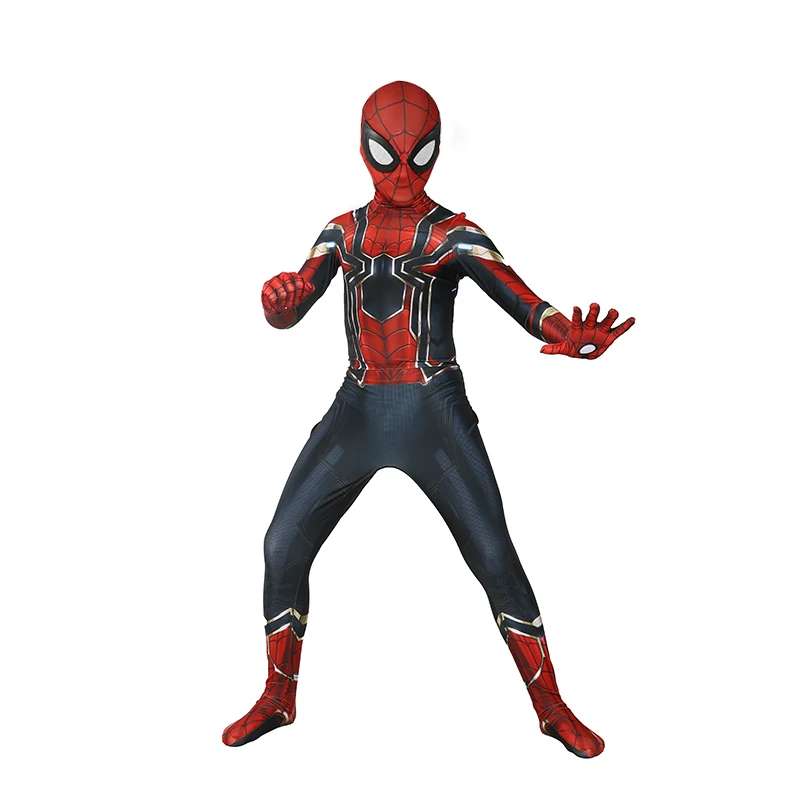 KID Костюм из комиксов Marvel, Железный Человек-паук, лайкра, спандекс, зентай, костюм на Хэллоуин, Хэллоуин, косплей, карнавальный костюм - Цвет: KID