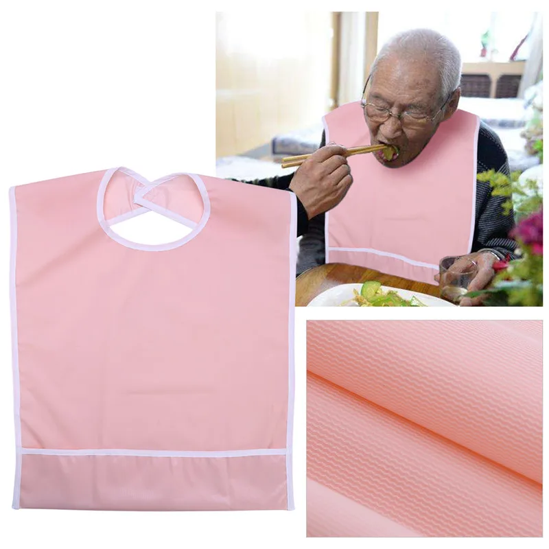Orange Pink Водостойкие взрослые нагрудник для еды старшие нагрудники взрослые мужчины/женщины носимые ужин нагрудник для кормления Одежда Протектор столовая помощь - Цвет: Orange Pink