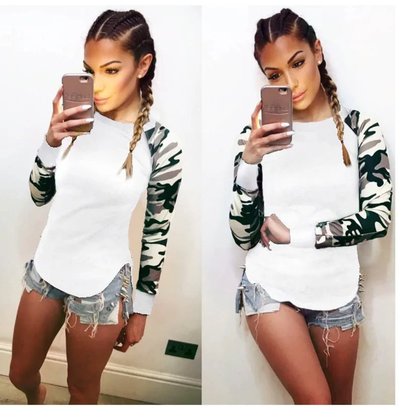 Осенняя футболка с принтом женская Повседневная Женская Футболка белая длинным