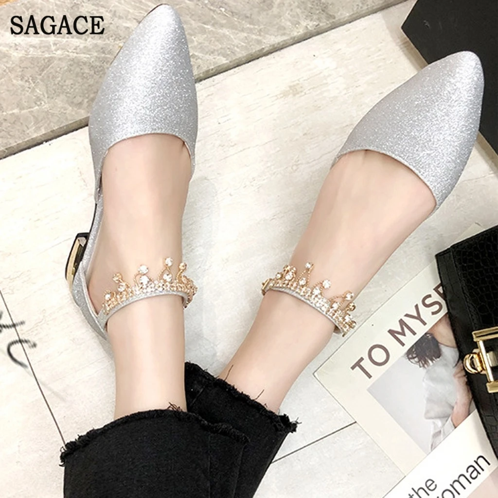 Сандалии SAGACE женские на низком каблуке элегантные туфли с пряжкой жемчуг