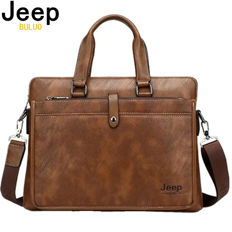 JEEP BULUO, простой известный бренд, деловой мужской портфель, сумка, роскошная кожа, 14 дюймов, сумка для ноутбука, мужская сумка на плечо, bolsa maleta 9616