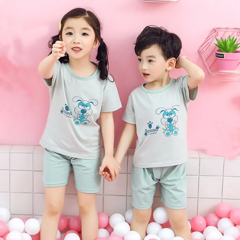 XB-short-M Детские пижамы, летние хлопковые комплекты одежды с короткими рукавами для мальчиков и девочек, детская одежда для сна с героями мультфильмов, детские пижамы, Enfant, Детская Пижама - Цвет: XB-short-M
