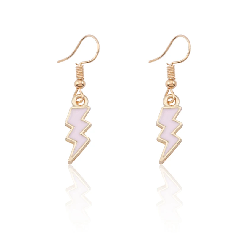 Pink DIY серьги молнии для женщин милые аниме серьги для девочек трендовые Kawaii Fulmination серьги красочные розы металлические украшения - Окраска металла: Pink