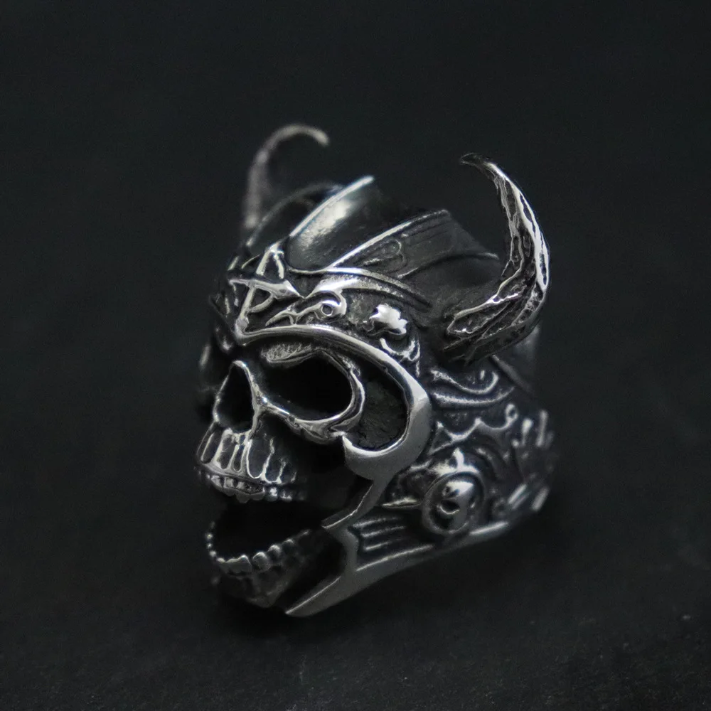 Кольцо мужское с изображением черного зла рога головы маски черепа | Украшения и