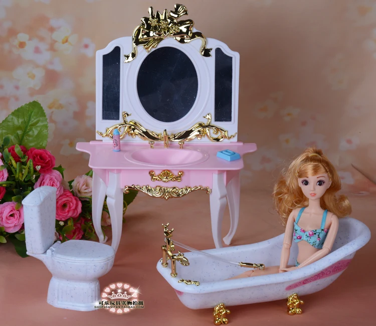 Симпатичная мебель игровой набор для ванной комнаты ванны комода туалета чехол