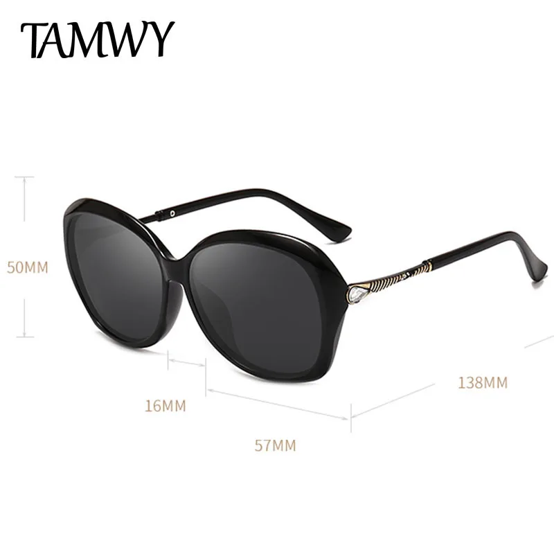 Женские поляризационные солнцезащитные очки TAMWY брендовые со стразами UV400 T2216 2019 |